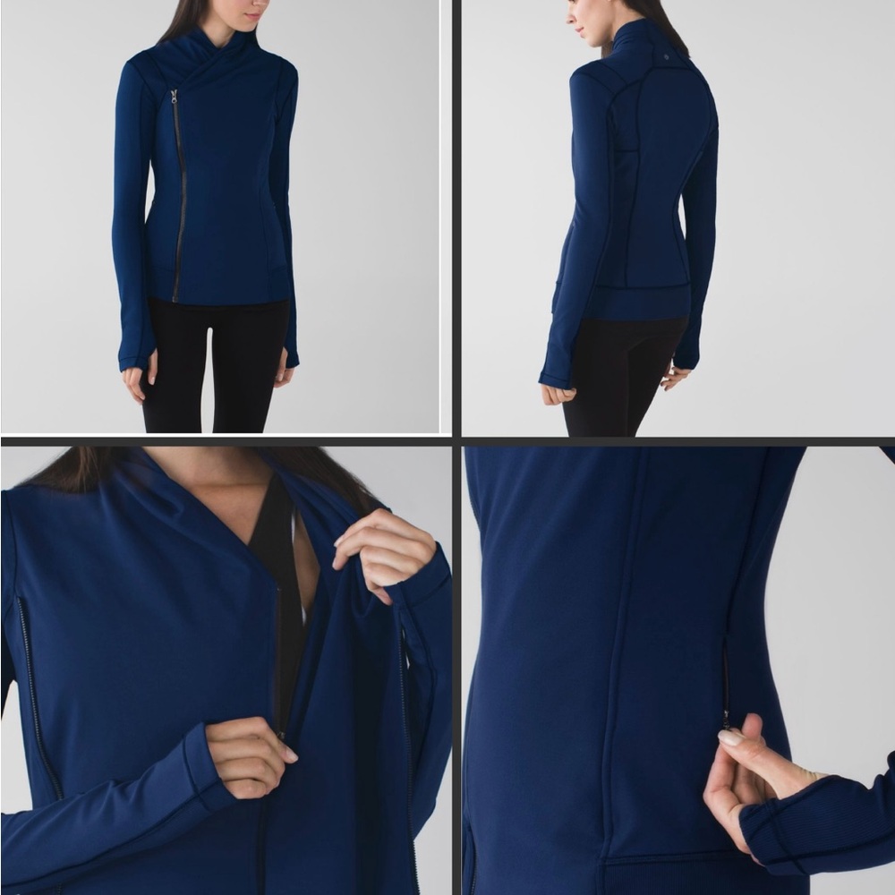 EUC Lululemon Bhakti Yoga Jacket Dark Blue Asymmetrical Zip Jacket Size 4